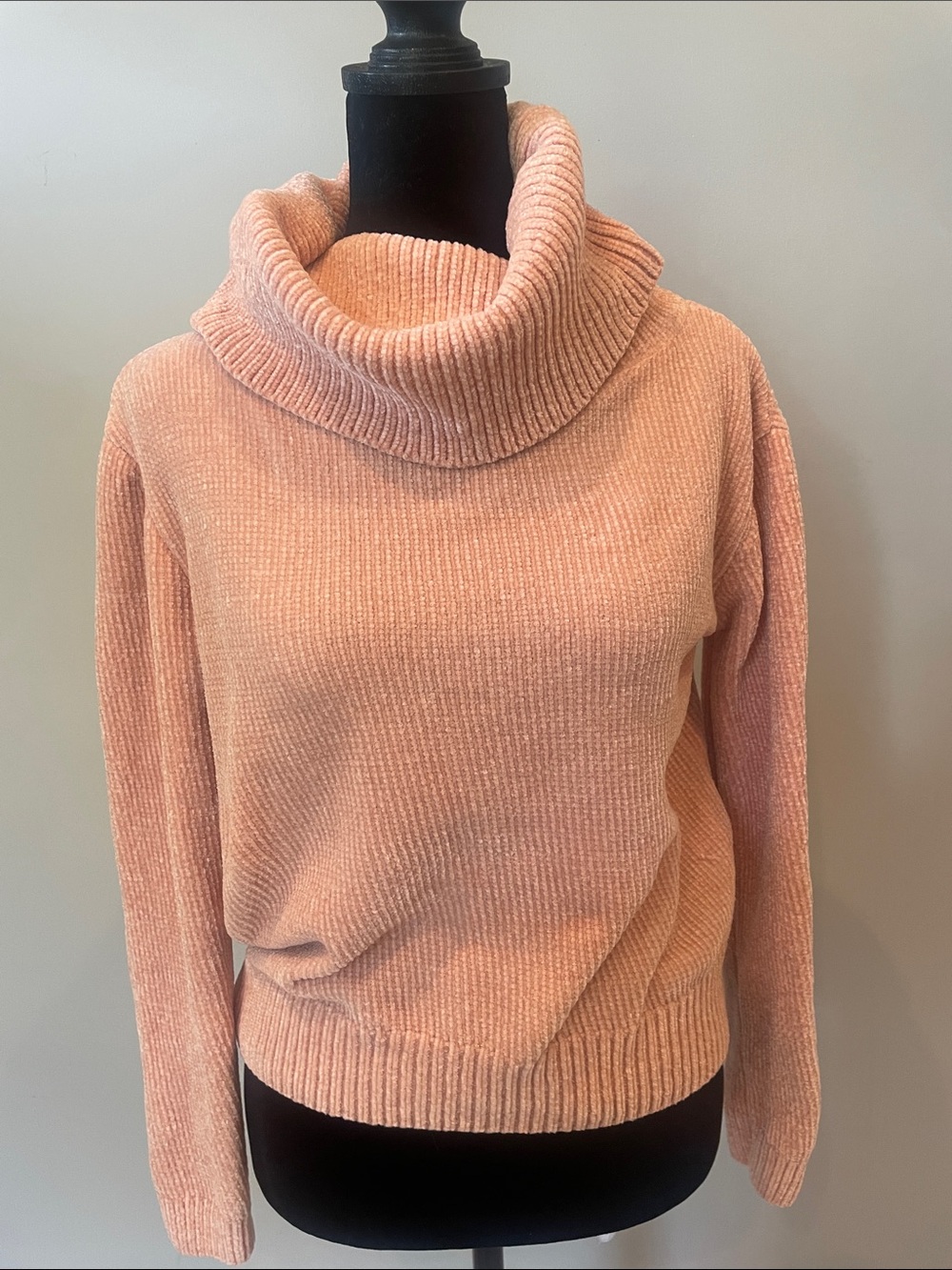 Cozy Women's peachy Pink Turtleneck Sweater super soft chenille vibes medium